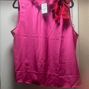 J. Crew Pink Sleeveless Blouse with Red Bow
